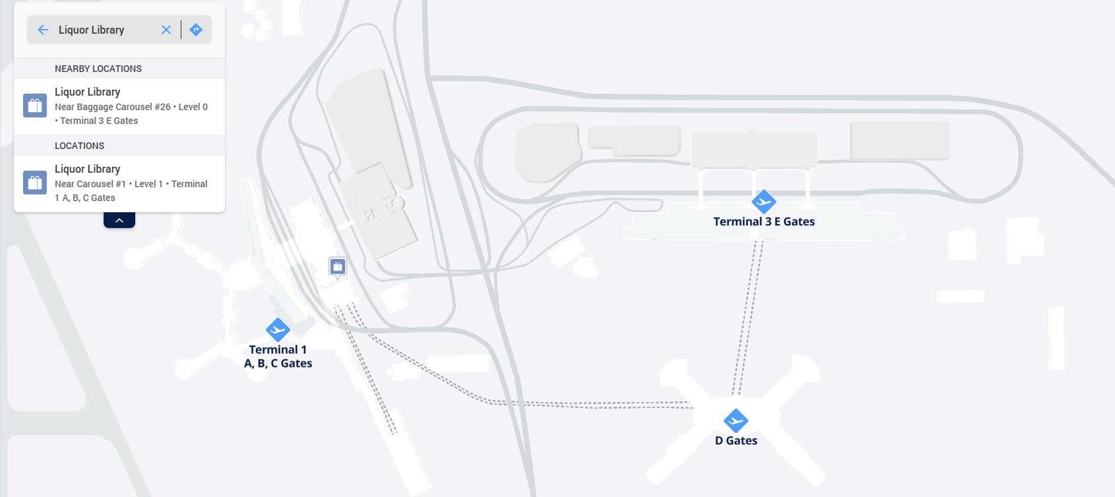 Liquor Library airport map