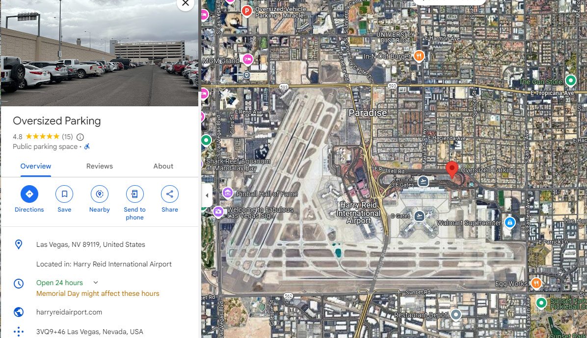 Oversized parking las airport