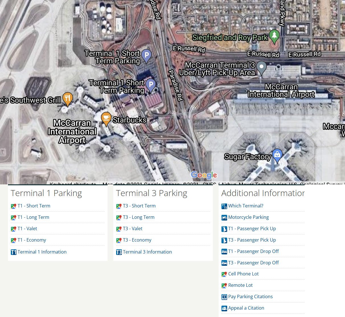 Parking at airport Las Vegas map