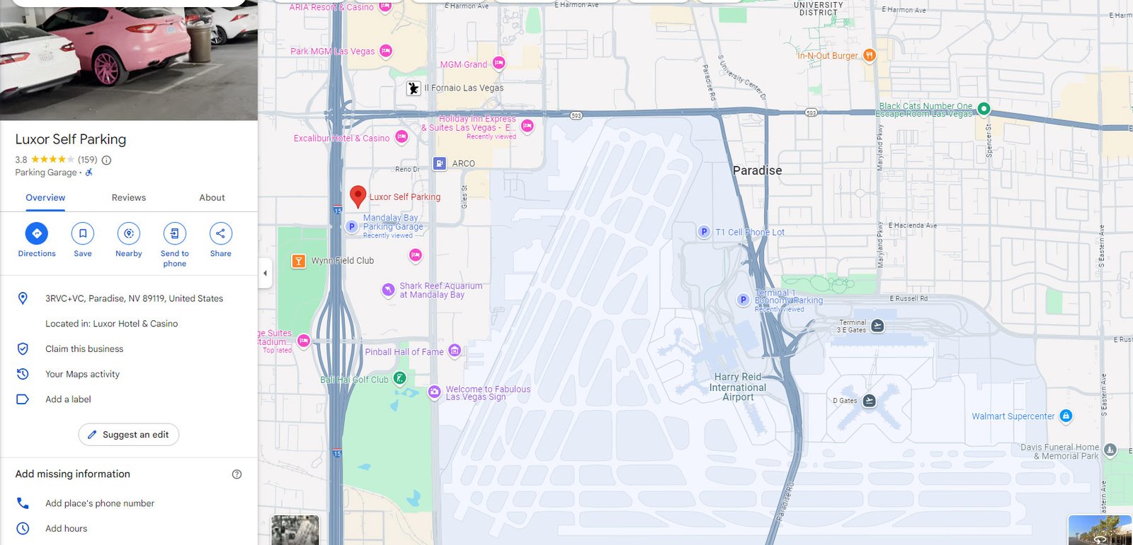 Parking at luxor Las Vegas airport