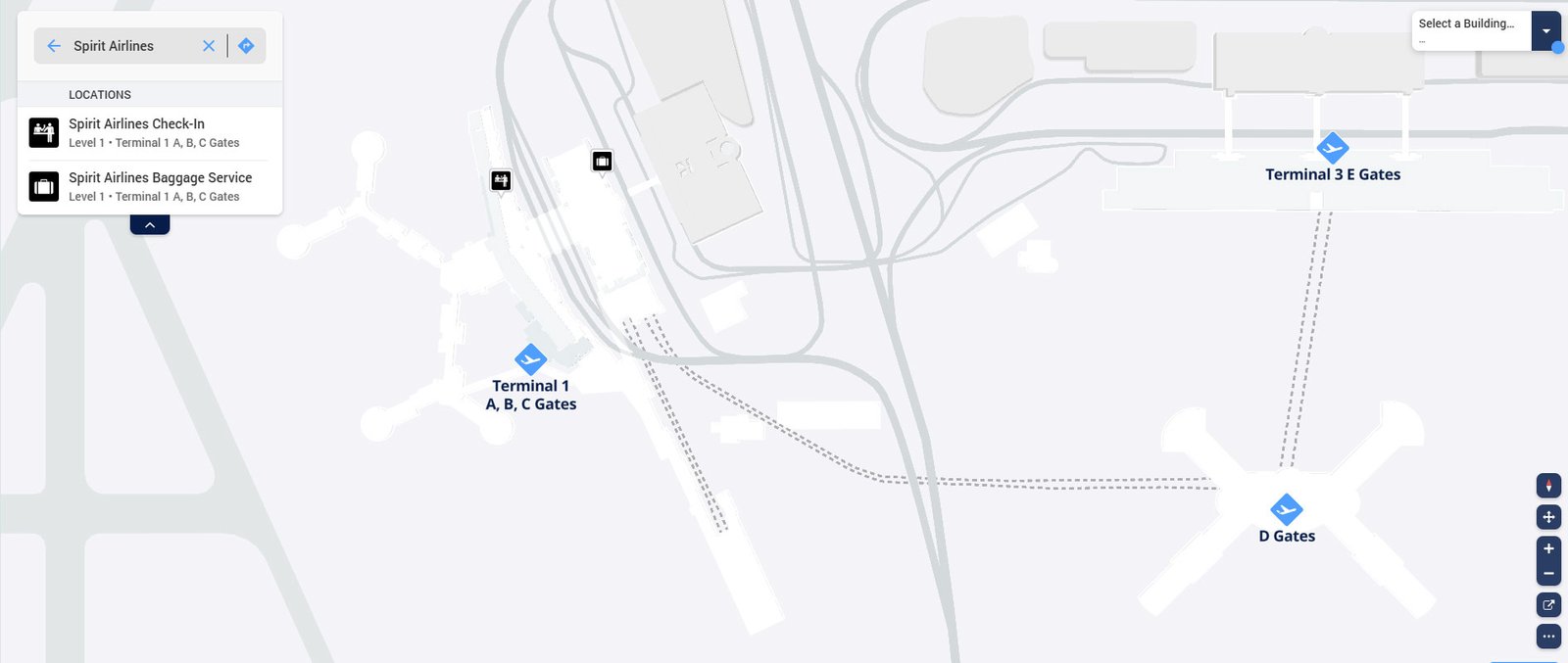 Spirit Airlines terminal map